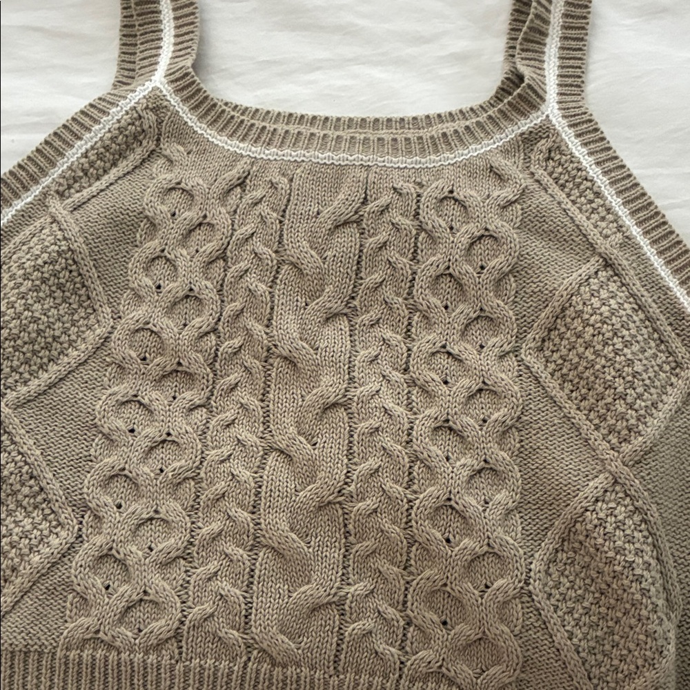 RD Style Women's Cable Knit Sweater Tank - Tan